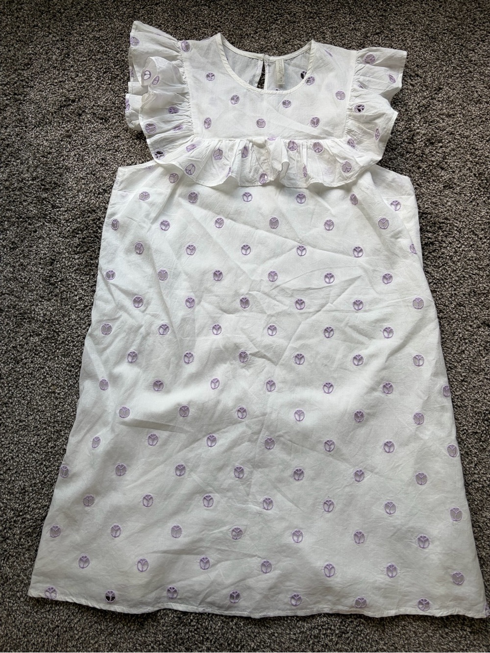 Urban Outfitters White Mini Dress with Lilac Dot Print